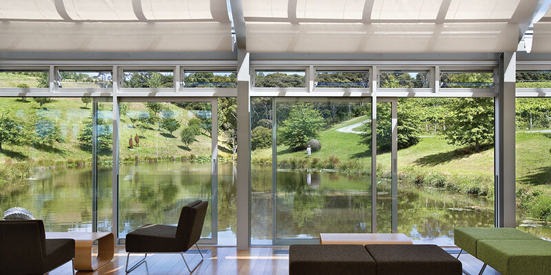 Bar de degustacíon de vino Glass House del dominio de Brick Bay